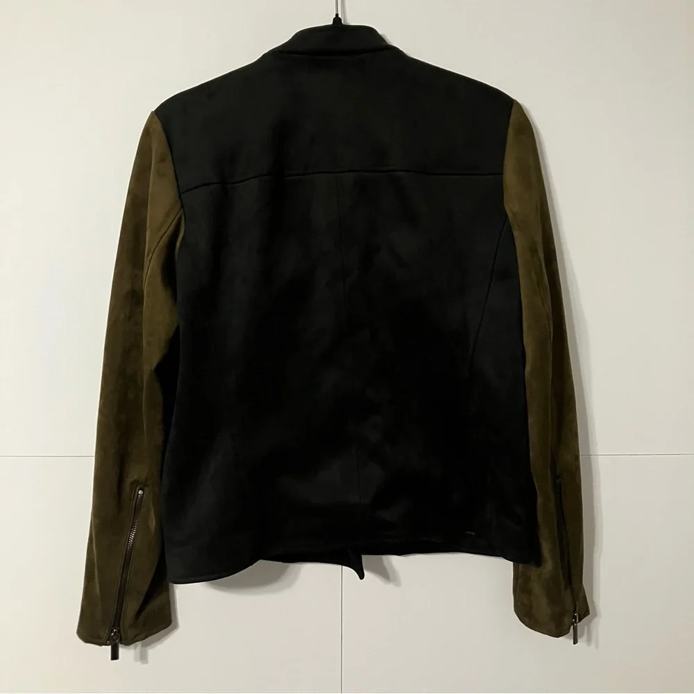 Kut from the Kloth Black and Brown Zip Polyester Suede Woman’s M Stylish Jacket - Picture 11 of 12